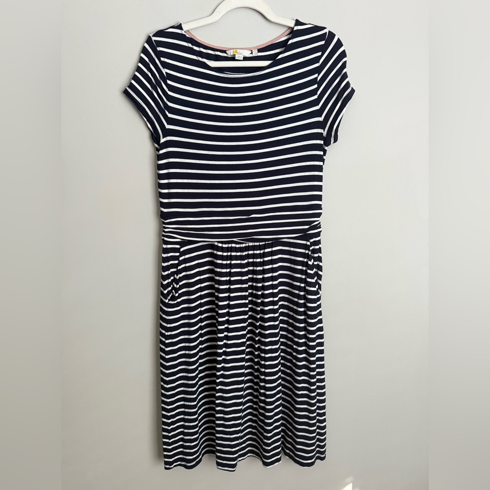 Boden Amelie short sleeve jersey dress navy stripe size 8